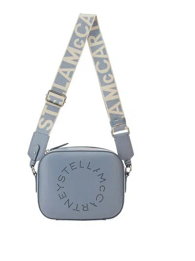 Stella Mccartney Mini Camera Bag With Logo In Blue