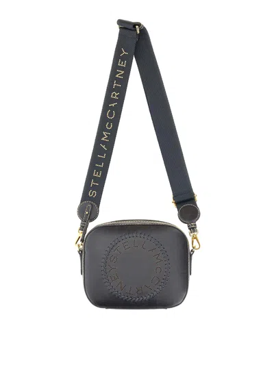 Stella Mccartney Mini Camera Bag With Logo In Metallic