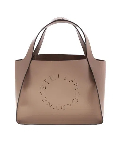Stella Mccartney Stella Logo Tote Bag In Dove Grey Color In Beige
