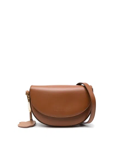 Stella Mccartney Frayme Flap-detail Shoulder Bag In Leather Brown