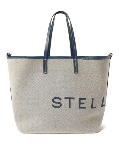 Stella Mccartney Logo-print Canvas Tote Bag In Blue