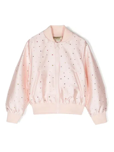 Stella Mccartney Kids' Embellished Satin Bomber Jacket In Pink