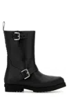 Stella Mccartney Black Trace Buckle-strap Biker Boots In Black