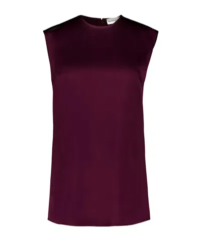 Stella Mccartney Bordeaux Sleeveless Satin Top In Burgundy
