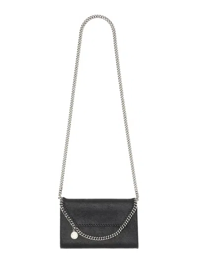 Stella Mccartney Falabella Mini Vegan Leather Wallet On Chain In Black