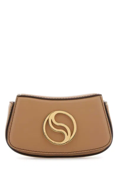Stella Mccartney Logo Plaque Stapped Belt Bag In Brown