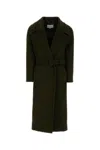 Stella Mccartney Bottle Green Wool Coat In Brown