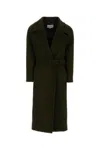 Stella Mccartney Bottle Green Wool Coat In Brown