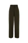 Stella Mccartney Bottle Green Wool Wide-leg Pant In Brown