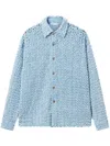 Stella Mccartney Oversized Denim Beaded Cloth Shirt In Blue
