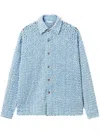 Stella Mccartney Oversized Denim Beaded Cloth Shirt In Blue