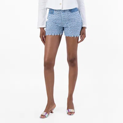 Stella Mccartney Boucle Denim Shorts In Blue