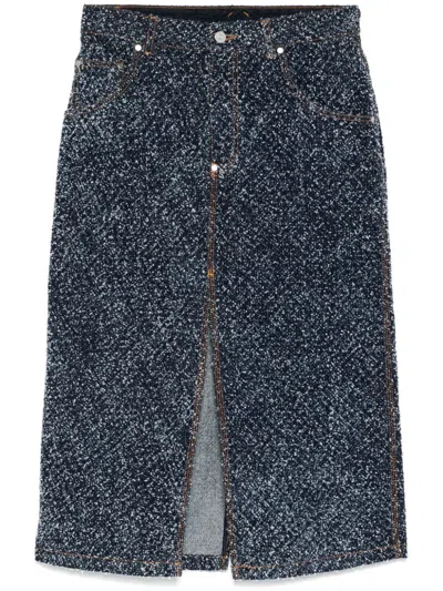 Stella Mccartney Boucle Denim Skirt In Blue