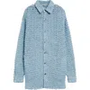 Stella Mccartney Bouclé Effect Denim Button-up Shirt In Light Blue Laser Denim