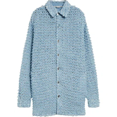 Stella Mccartney Bouclé Effect Denim Button-up Shirt In Light Blue Laser Denim
