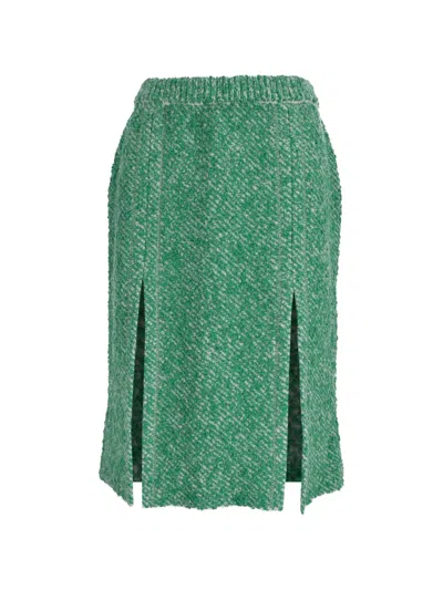 Pre-owned Stella Mccartney Bouclé Tweed Midi Skirt In Green