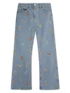 Stella Mccartney Bow Embroidered Flared Jeans In Azzurro