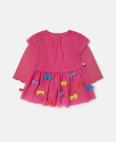 Stella Mccartney Bow Embroidered Long-sleeve Dress In Pink