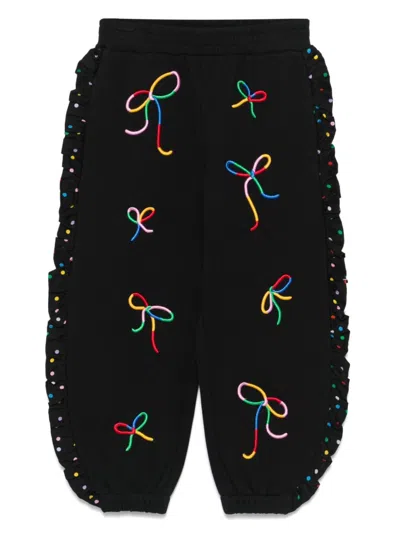 Stella Mccartney Kids' Bow-embroidered Trousers In Black