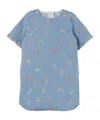 Stella Mccartney Striped Bow Embroidery Denim Dress In Blue