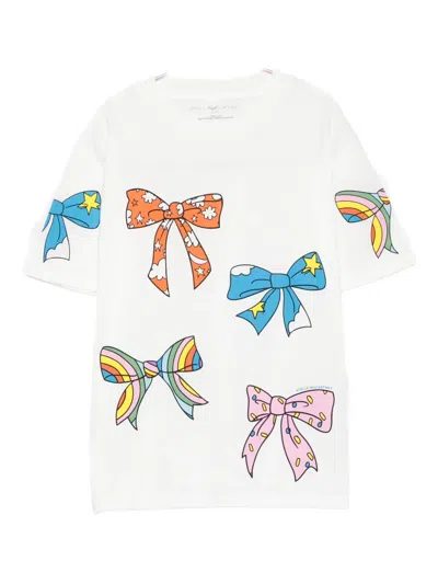 Stella Mccartney Kids' Bow-print Cotton T-shirt In White