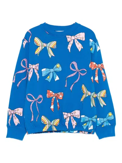 Stella Mccartney Kids' Bow-print Sweatshirt In Blue