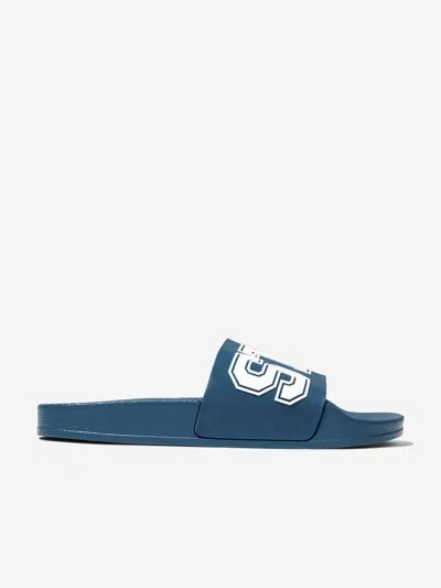 Stella Mccartney Boys Logo Sliders In Blue