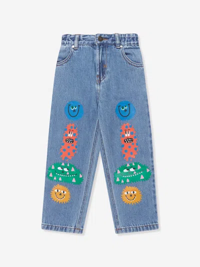 Stella Mccartney Babies' Boys Monster Print Jeans In Blue