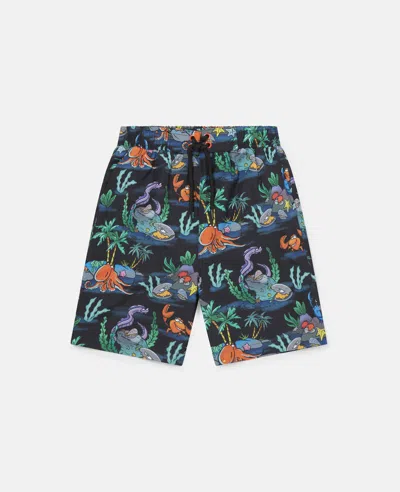 Stella Mccartney Boys Swim Short Black Colourful In Multi