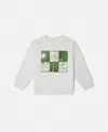 Stella Mccartney Brand Lettering Check Long Sleeve Shirt In Cream