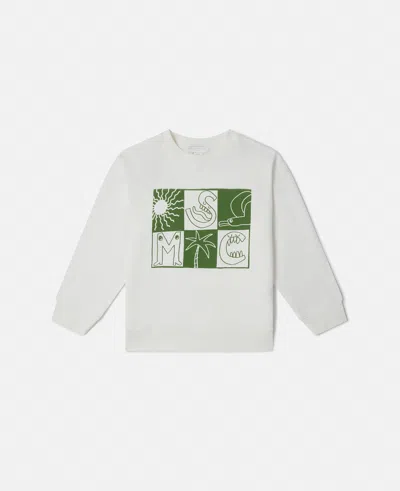 Stella Mccartney Brand Lettering Check Long Sleeve Shirt In Cream