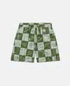 Stella Mccartney Brand Lettering Check Shorts In Green