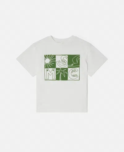 Stella Mccartney Brand Lettering Check T-shirt In Cream
