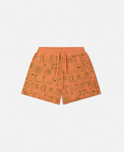 Stella Mccartney Brand Lettering Print Shorts In Orange
