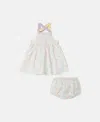 Stella Mccartney Brand Print Dress And Bloomers Set In Cream