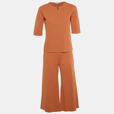Pre-owned Stella Mccartney Brick Brown Jersey Top & Culottes Set Xs