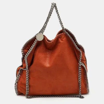 Pre-owned Stella Mccartney Brick Faux Suede Small Falabella Chain Tote In Brown