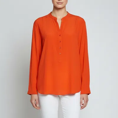 Pre-owned Stella Mccartney Bright Red Silk Crepe Button Up Blouse Xl