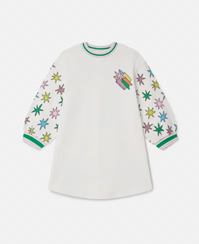 Stella Mccartney Bright Stars Sweatshirt Dress In Beige Multicolor