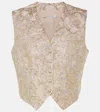 Stella Mccartney Metallic Brocade Crop Vest In Gold