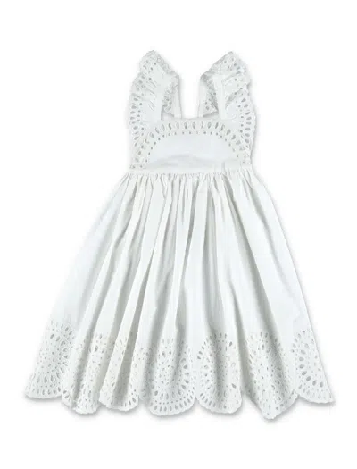 Stella Mccartney Kids' Broderie-anglaise Dress In Bianco