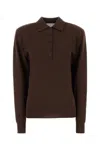 Stella Mccartney Collar Design Cashmere Blend Polo Shirt In Brown