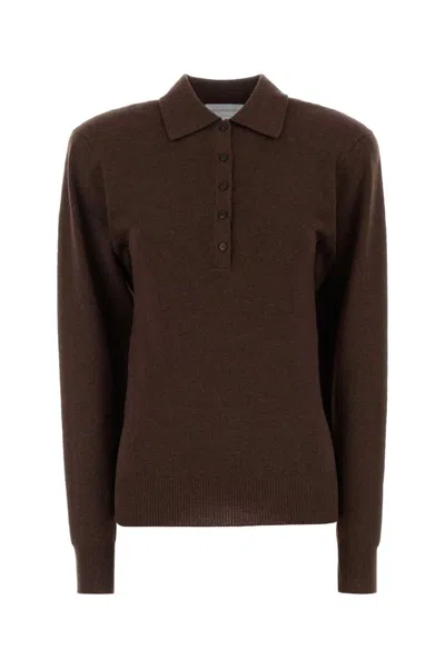 STELLA MCCARTNEY STELLA MCCARTNEY BROWN CASHMERE BLEND POLO SHIRT