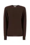 Stella Mccartney Crew Neck Cashmere Blend Sweater In Brown