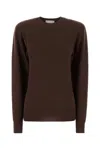 Stella Mccartney Crew Neck Cashmere Blend Sweater In Brown