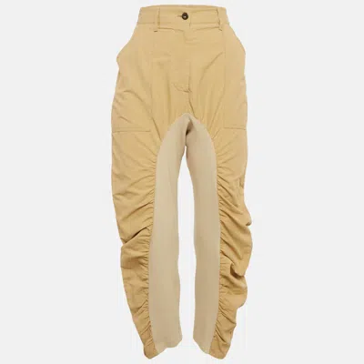 Pre-owned Stella Mccartney Brown Cotton Blend Ruched Trousers M