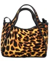 Stella Mccartney Brown Cotton Studded Leopard-print Tote (authentic Pre-loved)