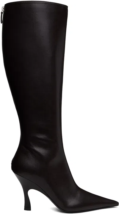 STELLA MCCARTNEY BROWN ELSA KNEE-HIGH HEELED TALL BOOTS 