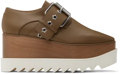 Stella Mccartney Brown Elyse Star-studded Buckle Platform Derbys In 2344 Hazelnut