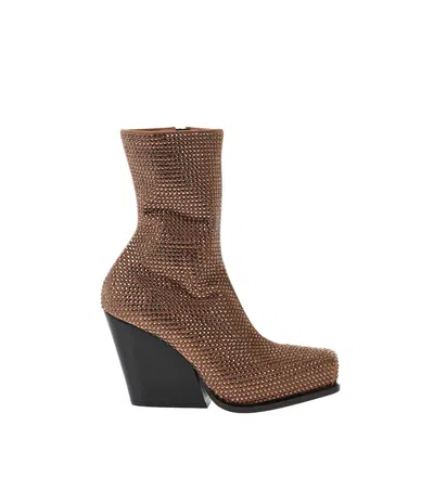 Stella Mccartney Brown Embellished Boots In Multi